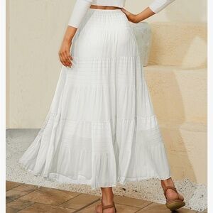 White chiffon maxi skirt